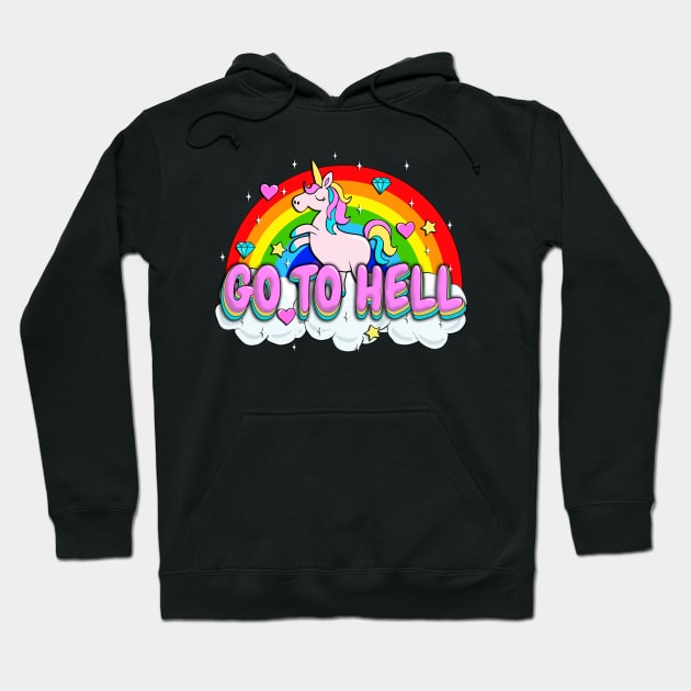 Go to Hell - Unicorn Hoodie by valentinahramov